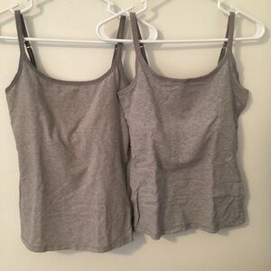 2 light gray pact shelf bra camisoles